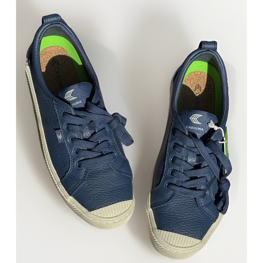 NEW Cariuma OCA Low Dark Denim Premium Leather Sneaker